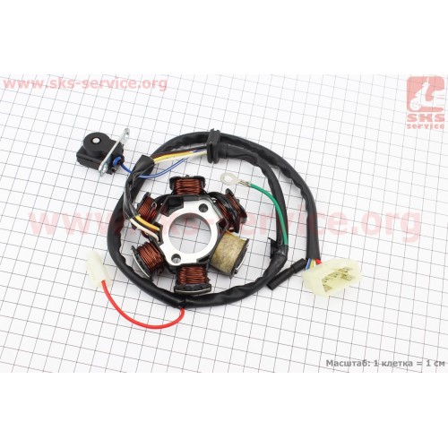 Статор магнето (генератора) Honda DIO AF18 / 27 (6 котушок роз`єм "тато 5 + 1"), тип 1 Китай (ЯПОНИЯ)
