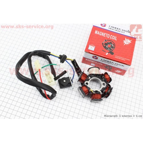 Статор магнето (генератора) Honda DIO AF18 / 27 (6 котушок роз`єм "тато 5 + 1") HAORUN (ЯПОНИЯ)