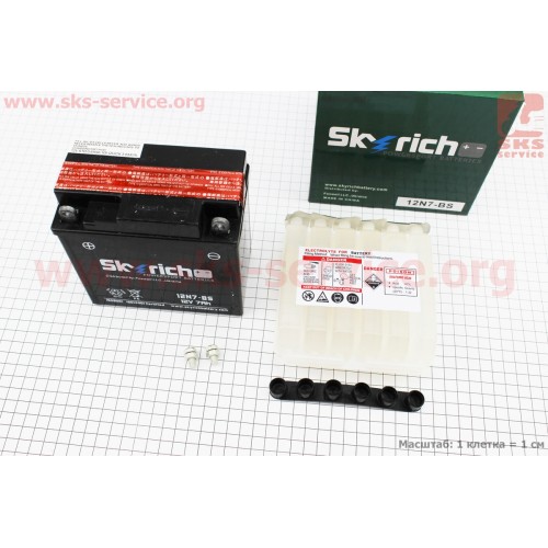 Акумулятор 12V7Ah 12N7-BS кислотний (L133*W75*H135mm) Skyrich (АКБ)