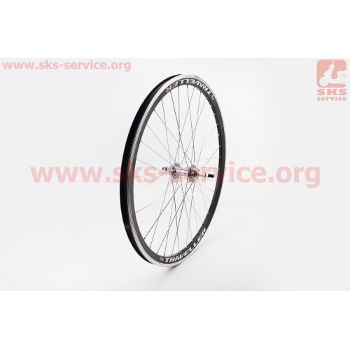 Колесо 26 заднее MTB обод алюминиевый, втулка 14Gx36H в сборе, под вольнобег, диск. тормоз (резьба), крепл. гайка "ТRAVELLER""