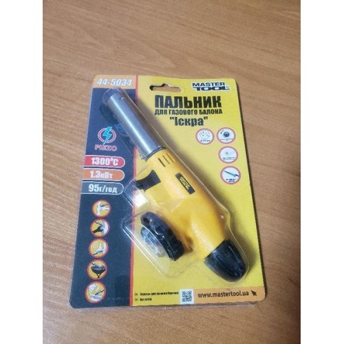 MasterTool Пальник для газового балона з п`єзопідпалом Іскра", 1400*С,"